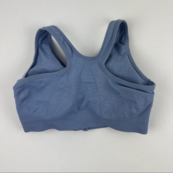 Sports Bra Womens Blue Front Zip Padded - Picture 5 of 8